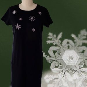 Marisa Christina Black Beaded Snowflake Dress